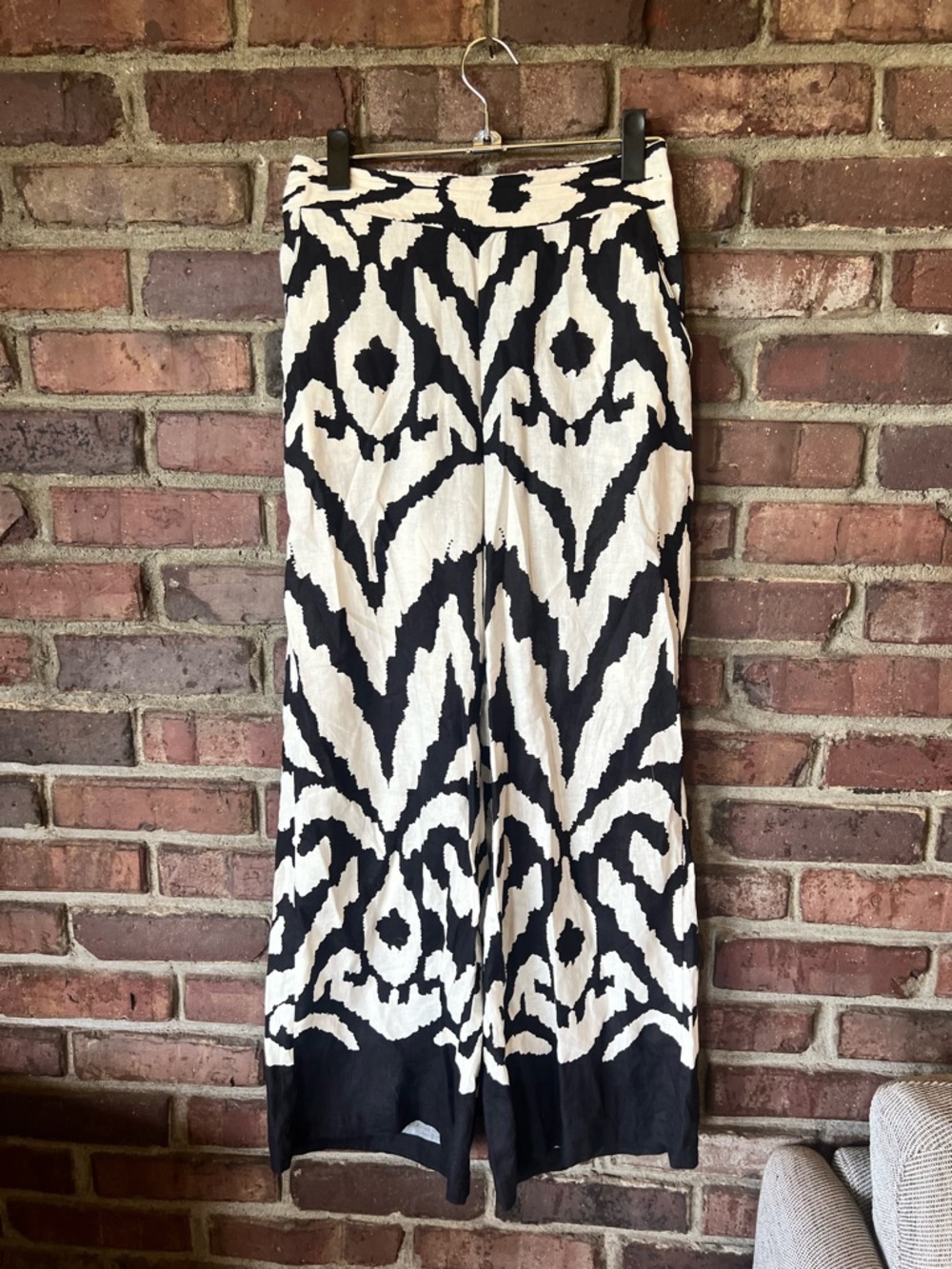 Rachel Zoe Black and White Printed Wide Leg Pants